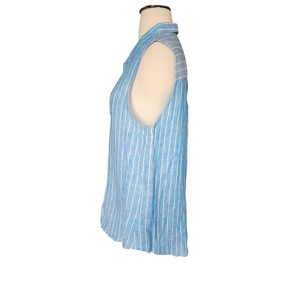 Frank & Eileen Nautical Linen Sleeveless Top Preppy Womens XL Fiona Blue Striped - Picture 2 of 8